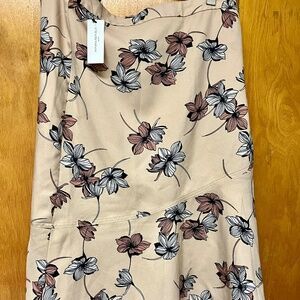 New Banana Republic Office Skirt 8 Tan Beige Creme Pink Floral NWT Demure Preppy